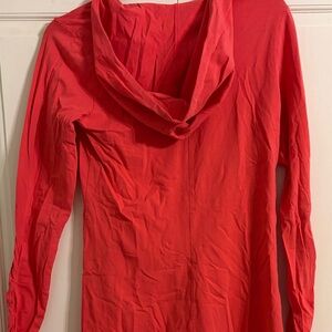 Lucy Vibrant coral hoodie/ Top with Orange Tag